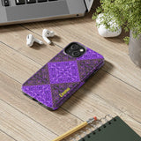 Personalized purple mosaic phone case with glossy finish and custom name
