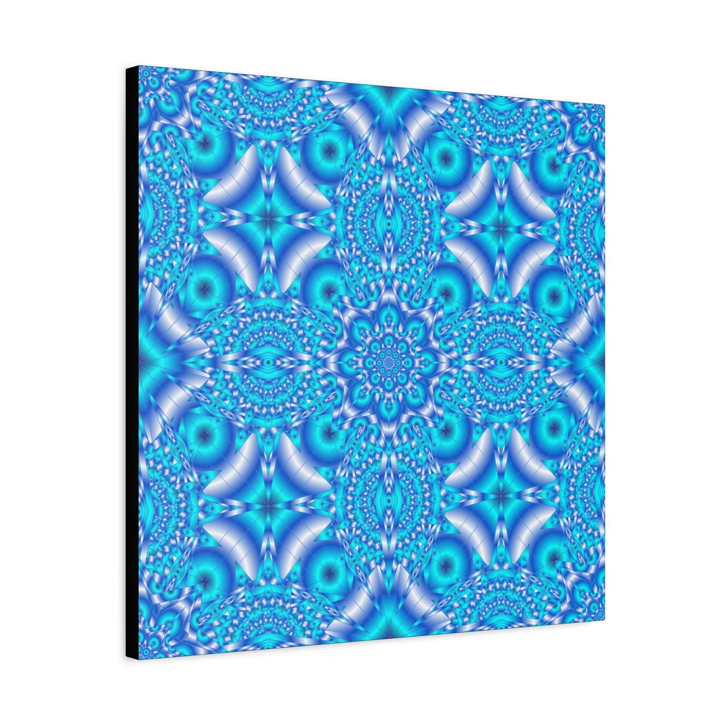 Blue Kaleidoscope Pattern Matte Canvas Wall Art - Stretched 1.25"