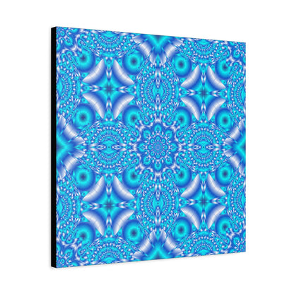 Blue Kaleidoscope Pattern Matte Canvas Wall Art - Stretched 1.25"