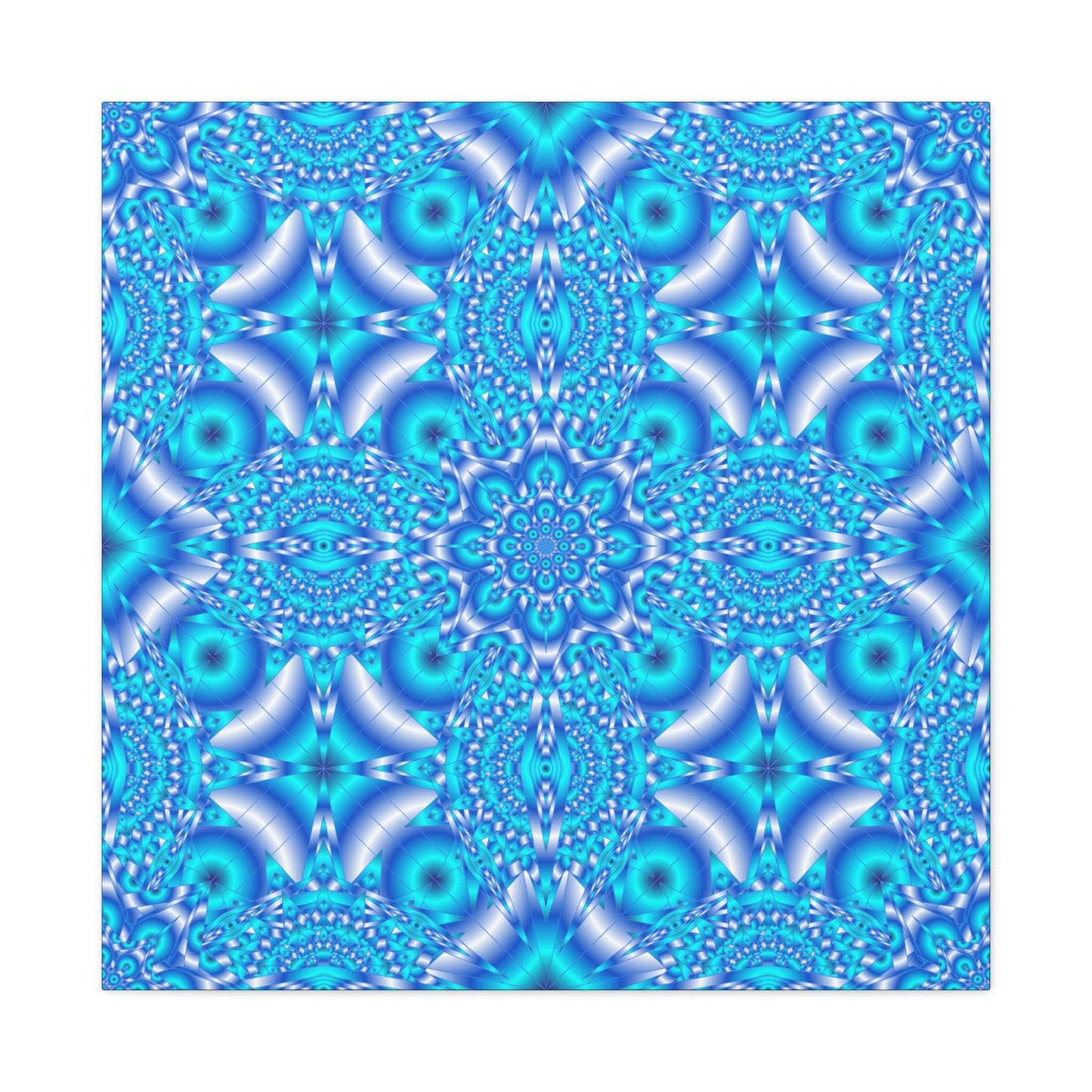 Blue Kaleidoscope Pattern Matte Canvas Wall Art - Stretched 1.25"