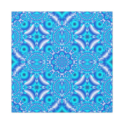 Blue Kaleidoscope Pattern Matte Canvas Wall Art - Stretched 1.25"