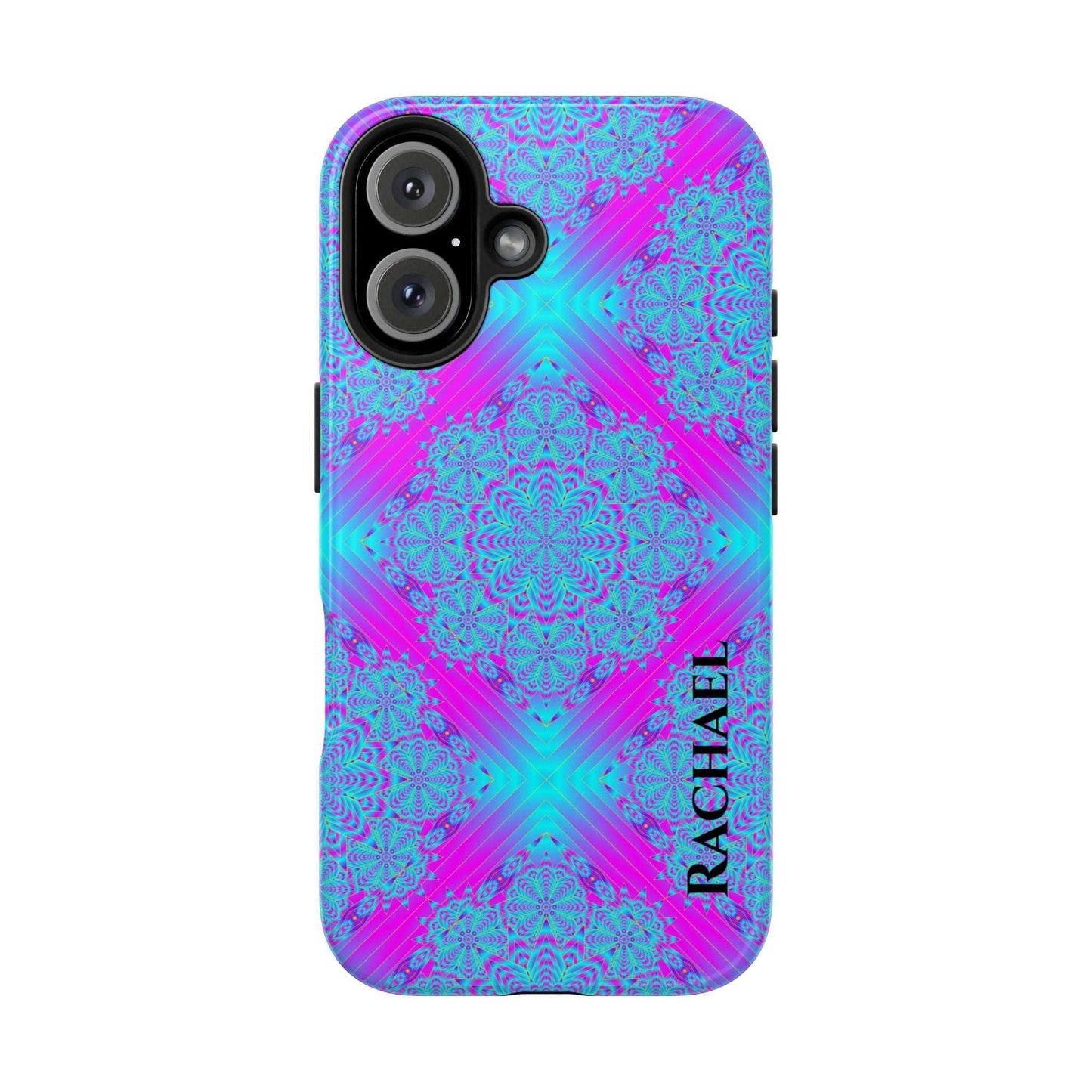 Personalized Tough Phone Case — Blue & Purple Mandala Design (Custom Name)