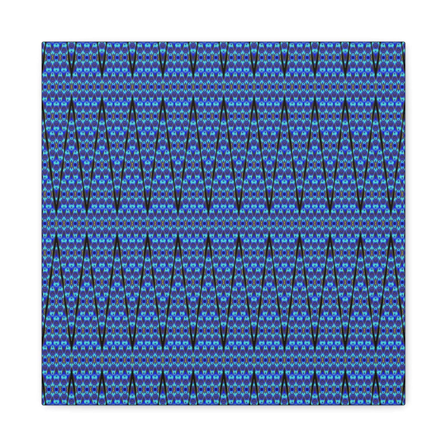 Blue Geometric Pattern Matte Canvas Wall Art - Stretched 1.25"