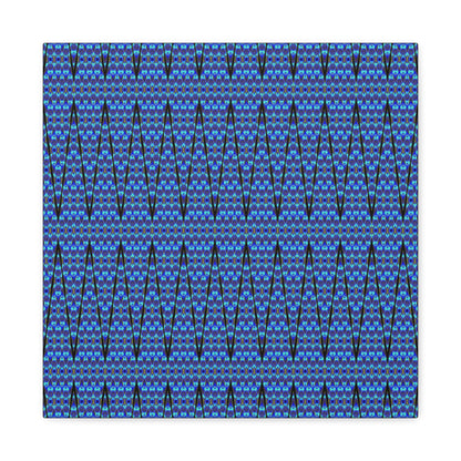 Blue Geometric Pattern Matte Canvas Wall Art - Stretched 1.25"