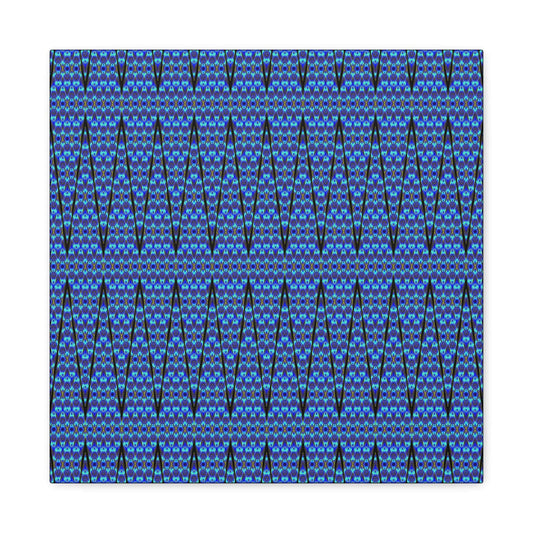 Blue Geometric Pattern Matte Canvas Wall Art - Stretched 1.25"