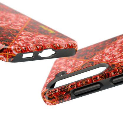 Red Floral Kaleidoscope Tough Phone Case — Personalized Name Option