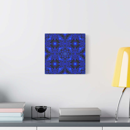 Blue Neon Kaleidoscope Canvas Print — Matte Stretched Wall Art
