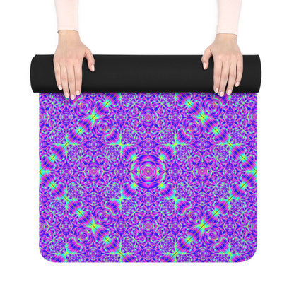 Purple Kaleidoscope Rubber Yoga Mat — Non-Slip Mandala Pattern