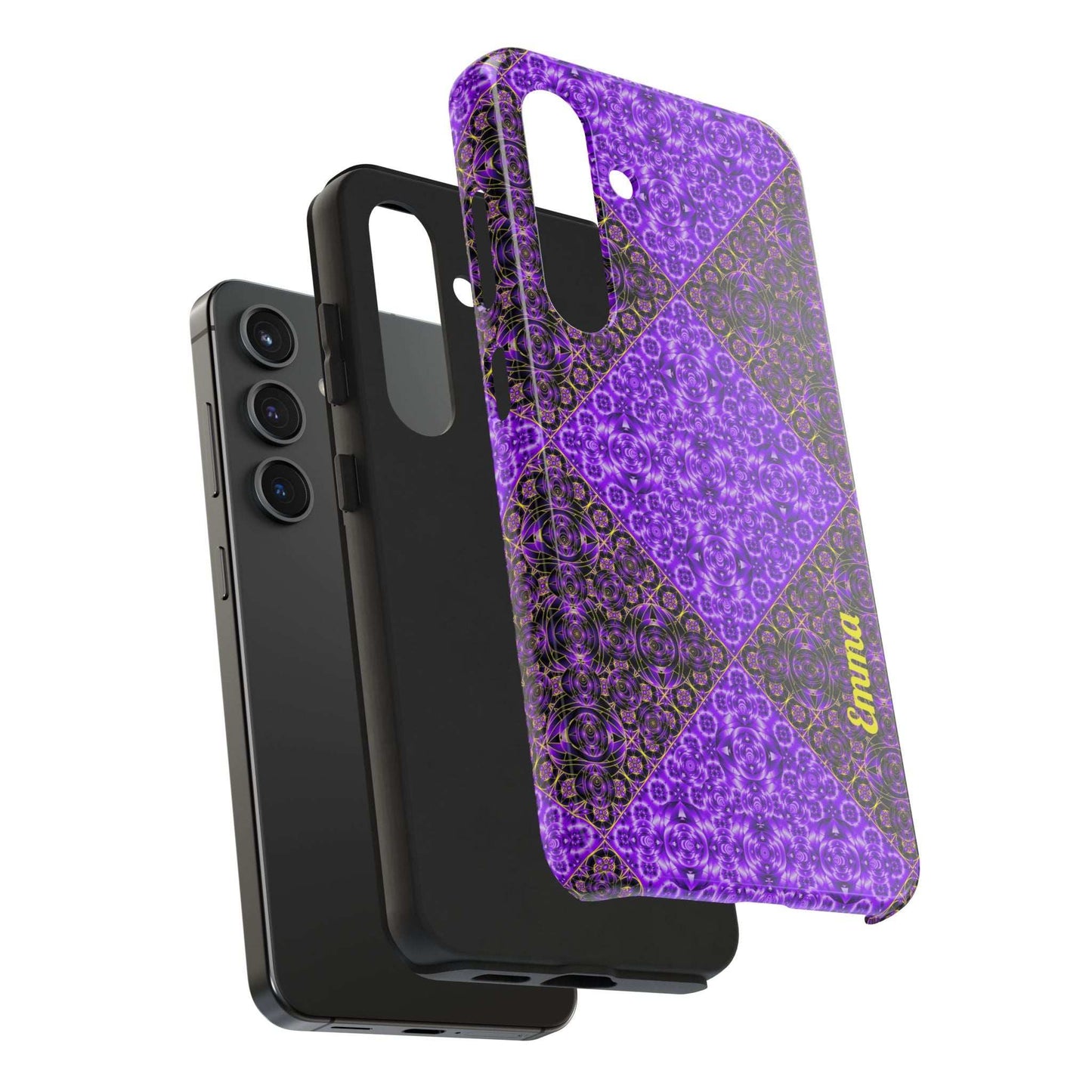 Personalized Purple Mosaic Tough Phone Case — Custom Name Phone Cover