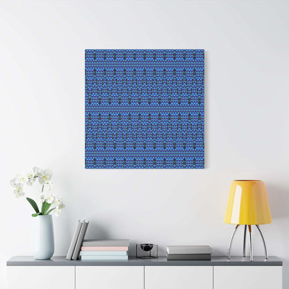 Blue Geometric Pattern Matte Canvas Wall Art - Stretched 1.25"