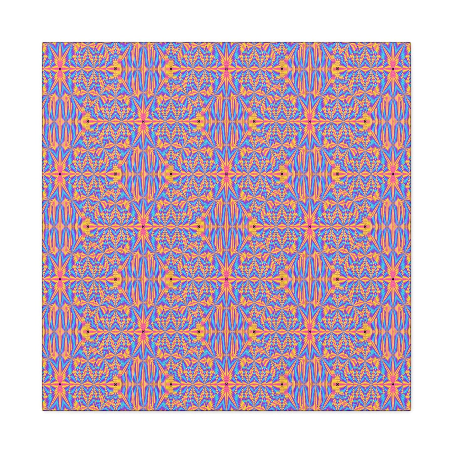 Abstract Geometric Pattern Matte Canvas Wall Art - Vibrant Orange & Blue Stretched Canvas