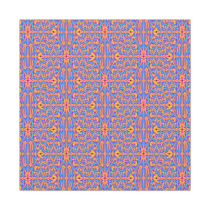 Abstract Geometric Pattern Matte Canvas Wall Art - Vibrant Orange & Blue Stretched Canvas