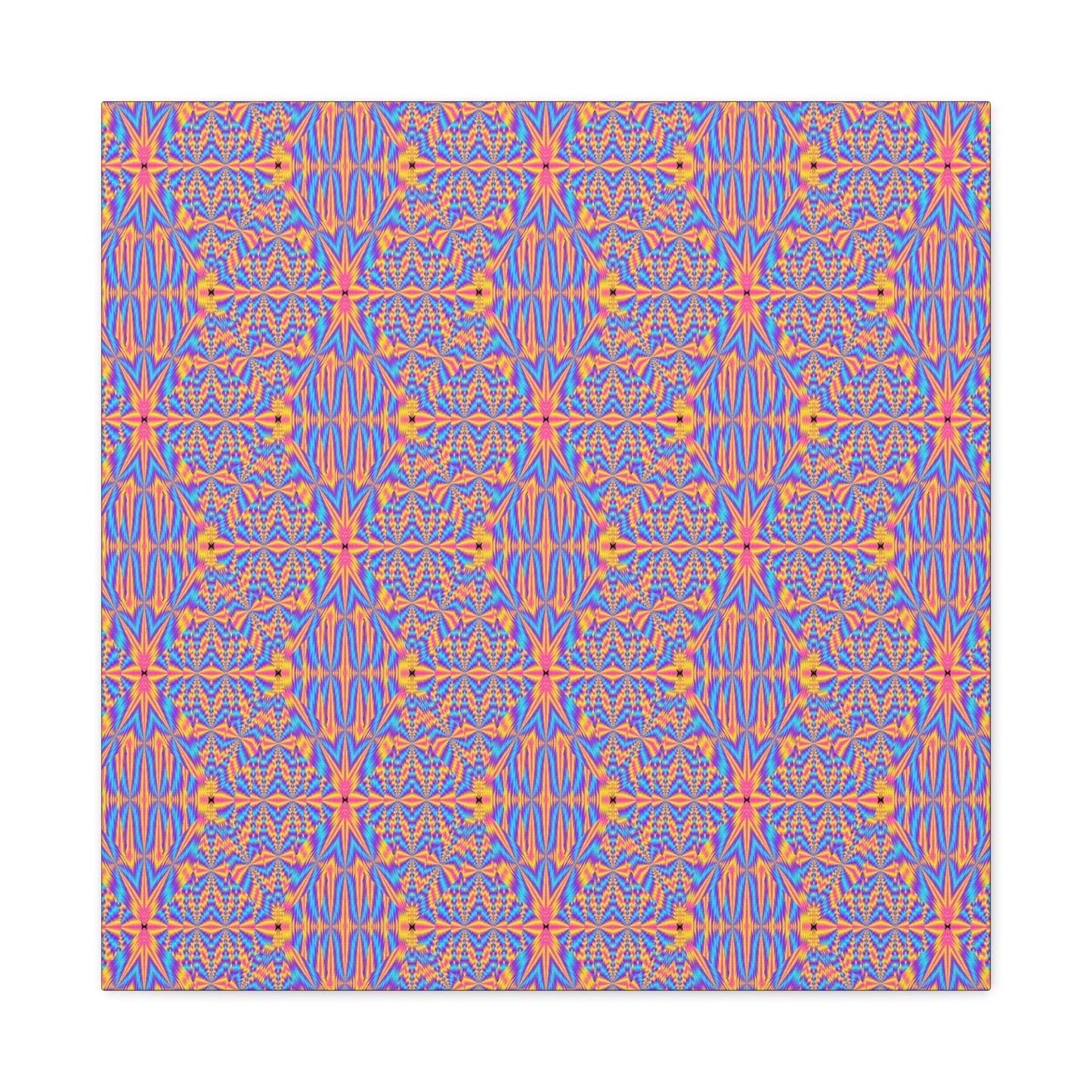 Abstract Geometric Pattern Matte Canvas Wall Art - Vibrant Orange & Blue Stretched Canvas