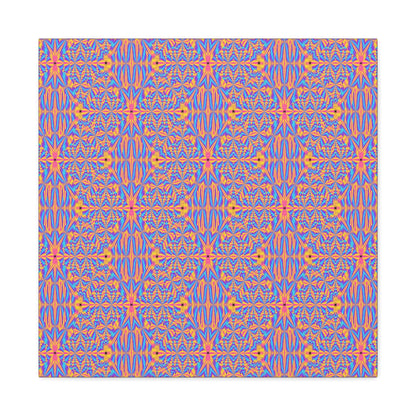 Abstract Geometric Pattern Matte Canvas Wall Art - Vibrant Orange & Blue Stretched Canvas