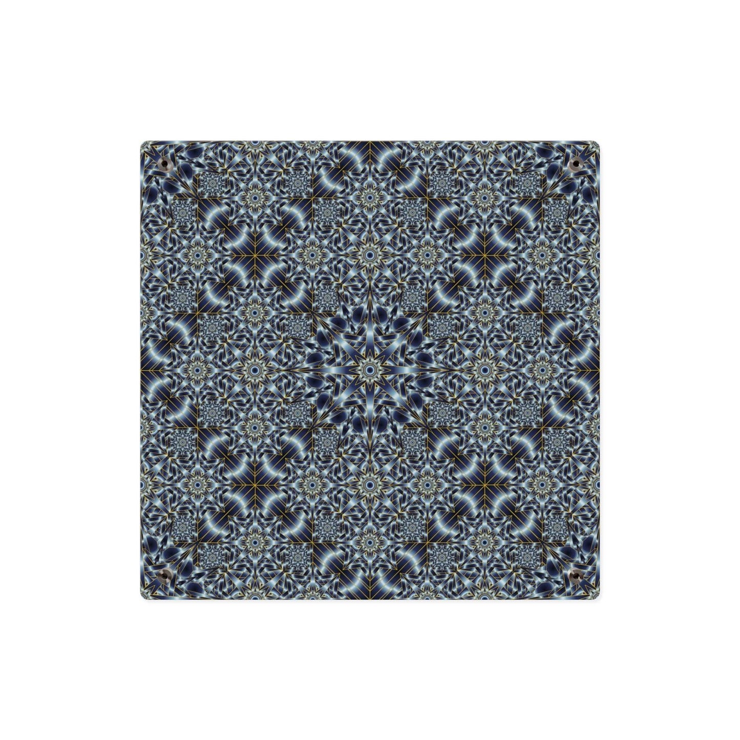 Acrylic Wall Art Panel — Blue Kaleidoscope Geometric Pattern