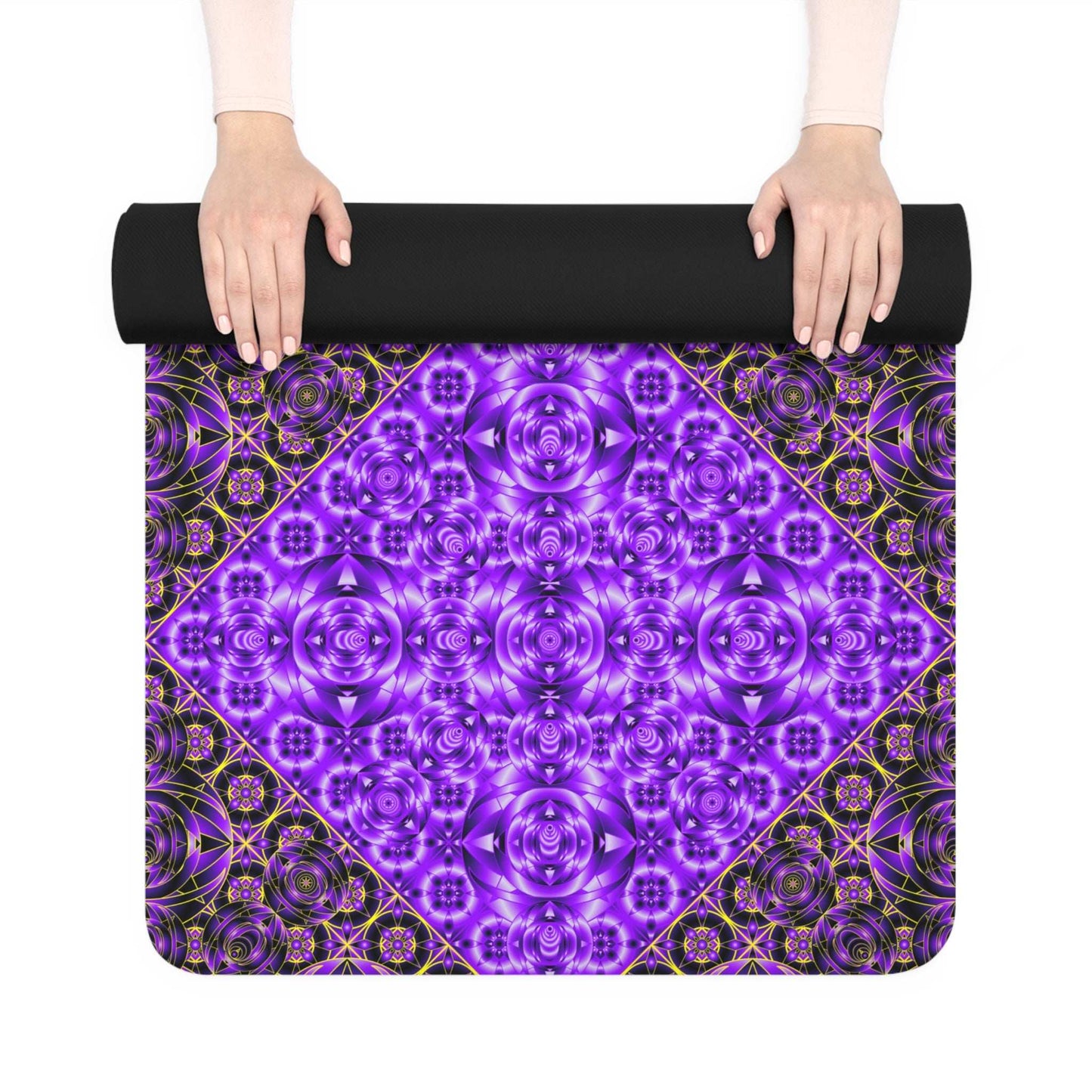 Purple Mandala Rubber Yoga Mat — Non-Slip Eco Exercise Mat