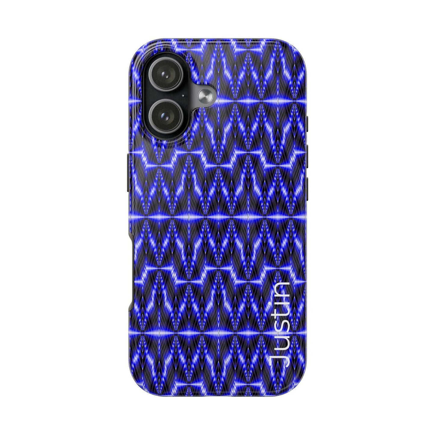 Tough Phone Case — Electric Blue Geometric Pattern (Your name)