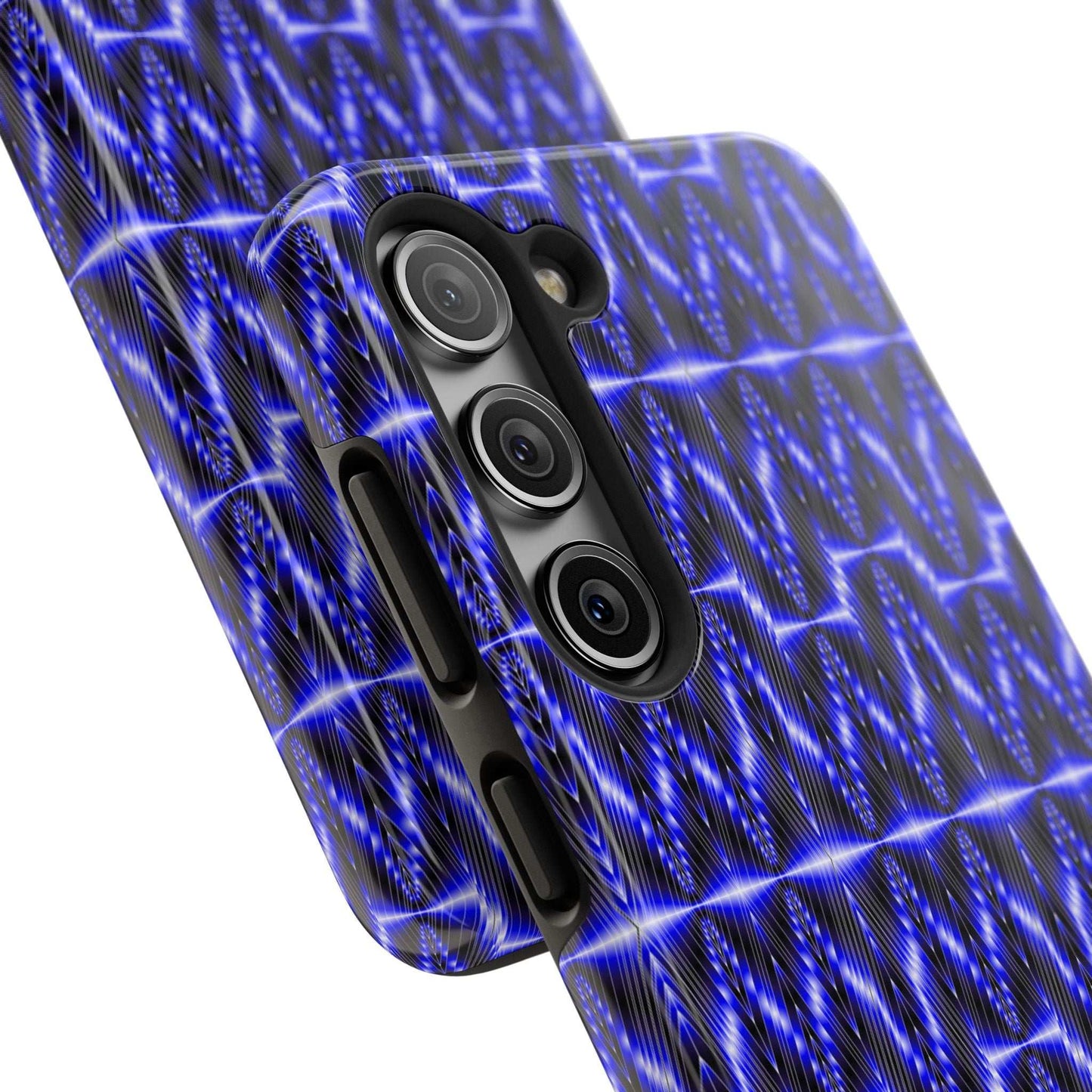 Tough Phone Case — Electric Blue Geometric Pattern (Your name)