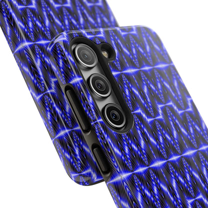 Tough Phone Case — Electric Blue Geometric Pattern (Your name)