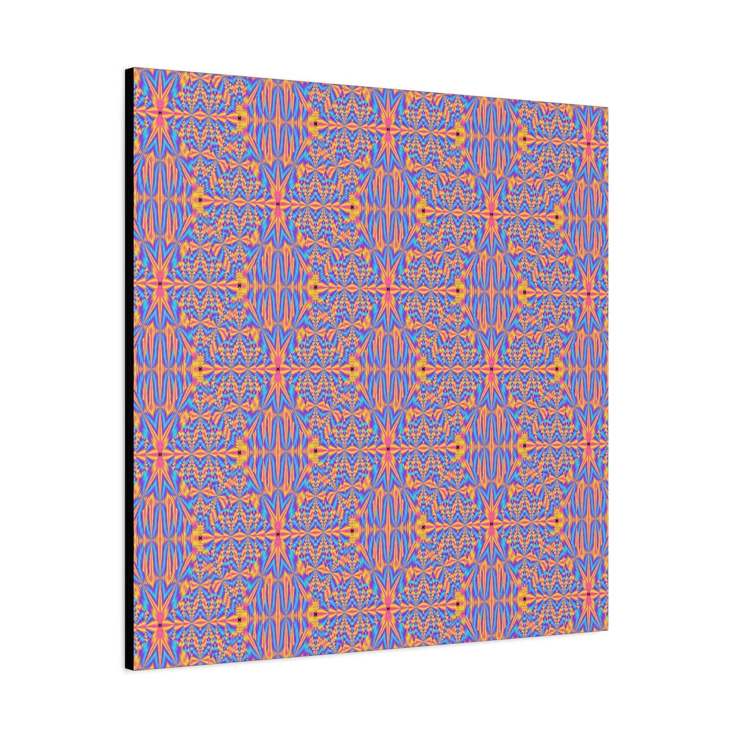 Abstract Geometric Pattern Matte Canvas Wall Art - Vibrant Orange & Blue Stretched Canvas