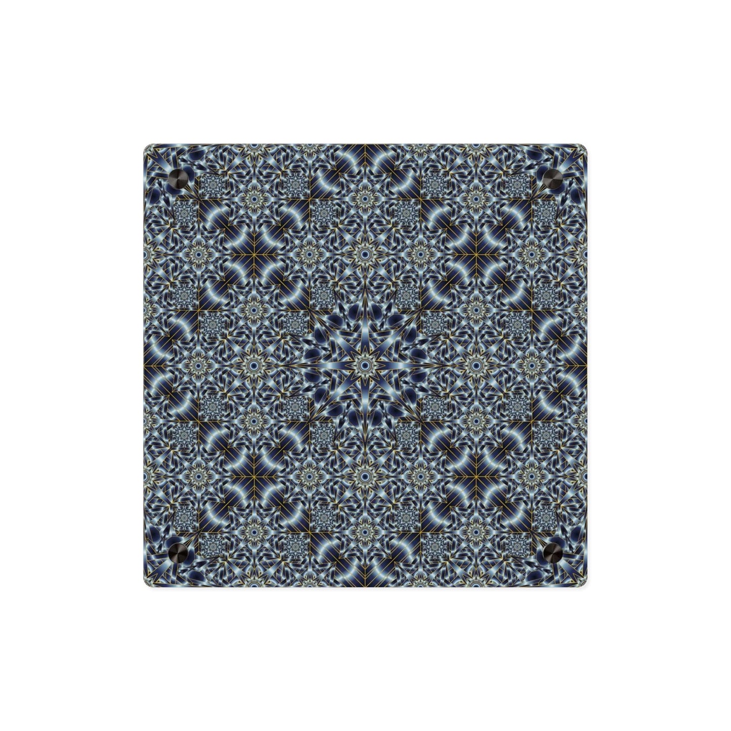 Acrylic Wall Art Panel — Blue Kaleidoscope Geometric Pattern