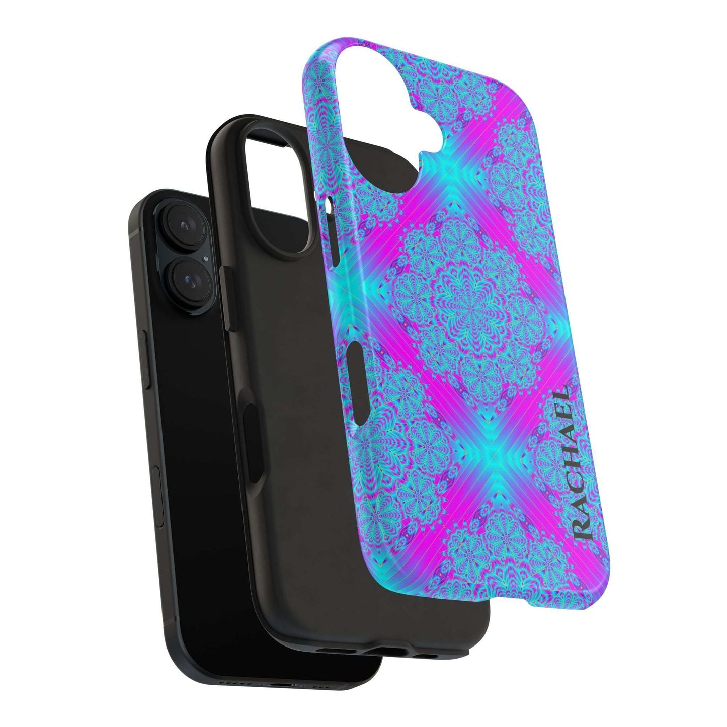 Personalized Tough Phone Case — Blue & Purple Mandala Design (Custom Name)