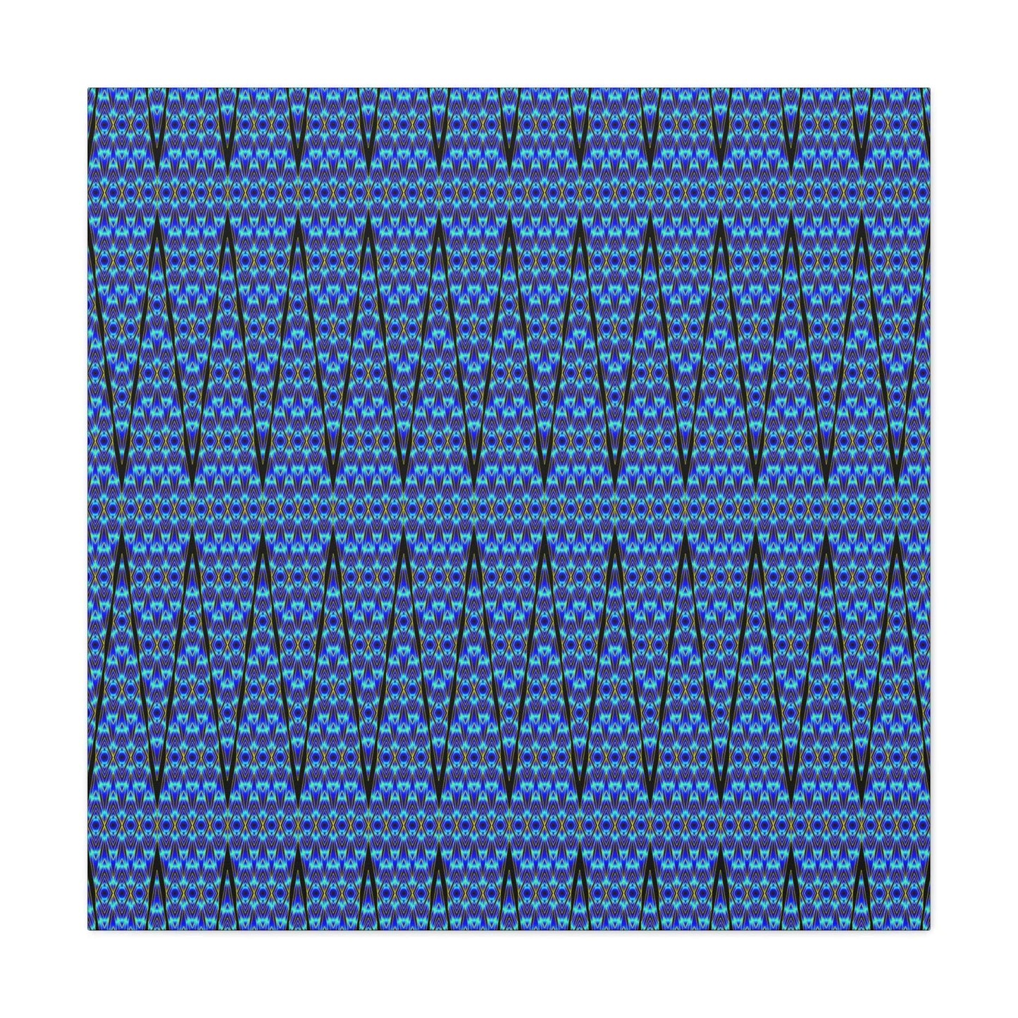 Blue Geometric Pattern Matte Canvas Wall Art - Stretched 1.25"