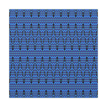 Blue Geometric Pattern Matte Canvas Wall Art - Stretched 1.25"