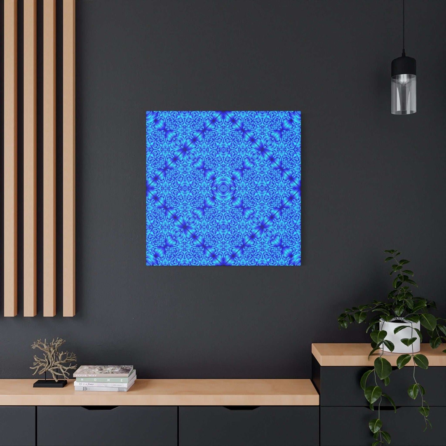 Blue Kaleidoscope Canvas Print — Geometric Abstract Wall Art