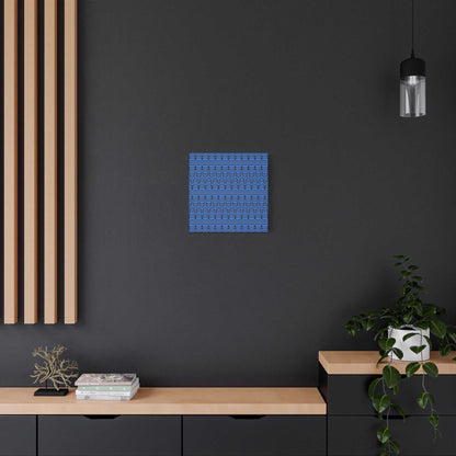 Blue Geometric Pattern Matte Canvas Wall Art - Stretched 1.25"
