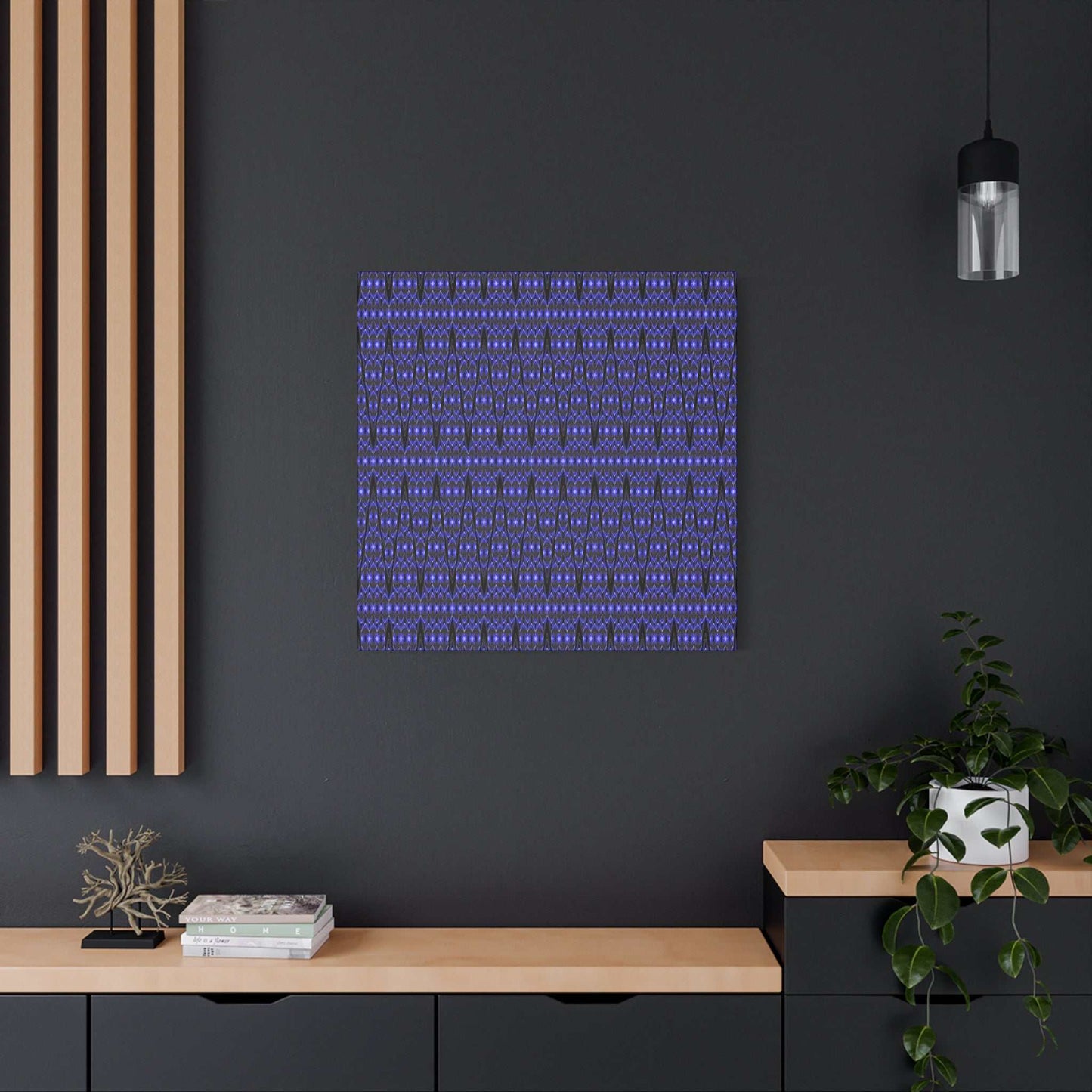 Blue Geometric Pattern Matte Canvas Print — Stretched Wall Art