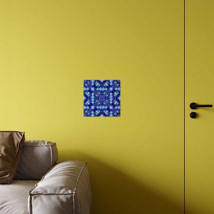 Blue Kaleidoscope Acrylic Wall Art Panel – Geometric Starburst Home Decor