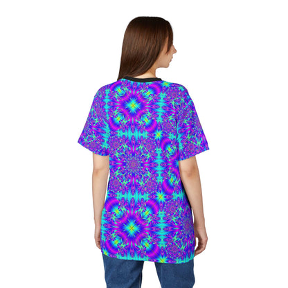 Kaleidoscope Psychedelic All-Over Print Tee — Vibrant Neon Mandala Shirt